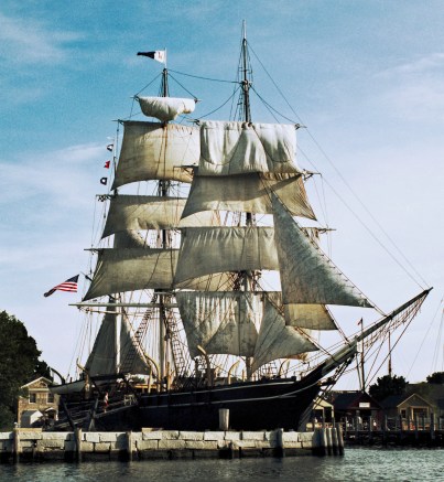 The last of the wooden whaling ships, the Charles W. Morgan berthed at Mystic Seaport Connecticut. Photo: Courtesy of Mystic Seaport. 