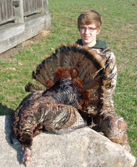 Evan Rogalla shot this 20 pound wild turkey during a youth hunt sponsored by the National Wild Turkey Federation. Photo: Courtesy