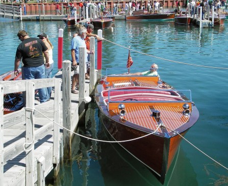 Lots of wooden boats at the Les Cheneaux boat show in Hessel in August. Photo: Howard Meyerson