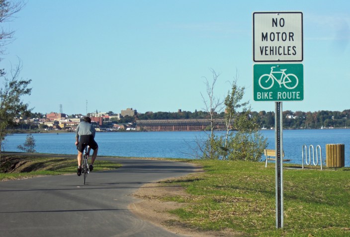 The Iron Ore Heritage Trail offers cyclists a view of the old ore dock in Marquette and other iron-era sights. Photo: Barbara Nelson-Jameson