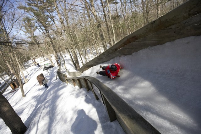 The luge at the Muskegon Winter Sports Complex will deliver to you to Nirvana at 30 mph. Photo: Courtesy of Muskegon Winter Sports Complex