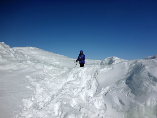 Walking the ice off the Leelanau Peninsula at times felt like walking in the arctic.  Photo: Howard Meyerson