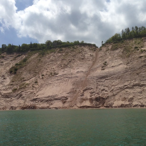 The steep Log Slide at Pictured Rocks National Lakeshore takes only 5 minutes to get down but an hour to climb back up. Photo: PRNL. 
