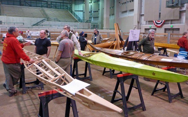 Skin over wood frame kayaks are just some of the designs kayak builders will have on display. Photo: Howard Meyerson.