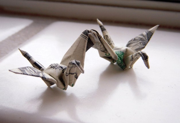 Dollar origami cranes CYMK by Ann Mai M