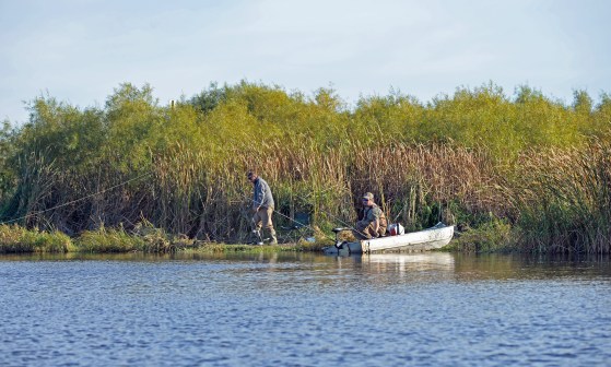 Anglers on the lower Pere Marquette River are hoping for a shot at the first steelhead to run. This year’s catch is projected to be average or lower, but it isn’t stopping optimistic anglers. Photo by Howard Meyerson.